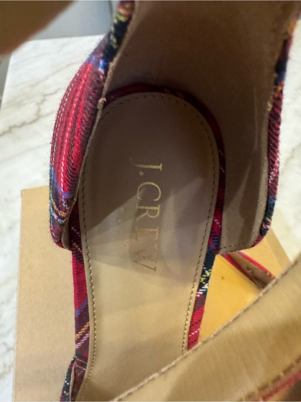 J. Crew Red Plaid Ankle-Strap Pumps - Picture 2 of 6